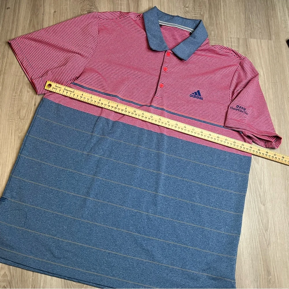 Adidas Men's Polo Striped Short Sleeve Shirt in Red and Blue Golf Polo‎